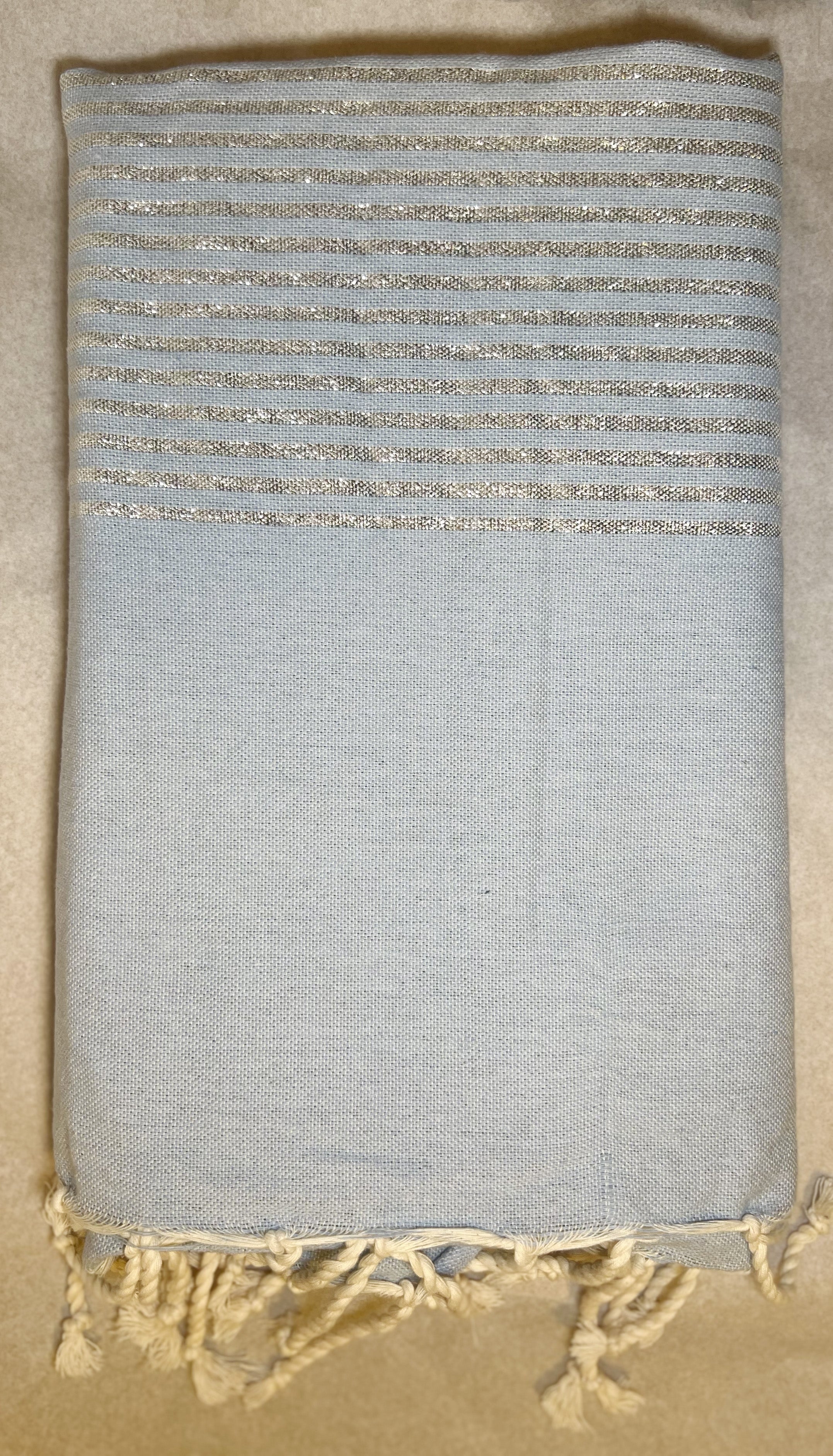 Telo Mare Fouta Lurex Azzurro/Argento