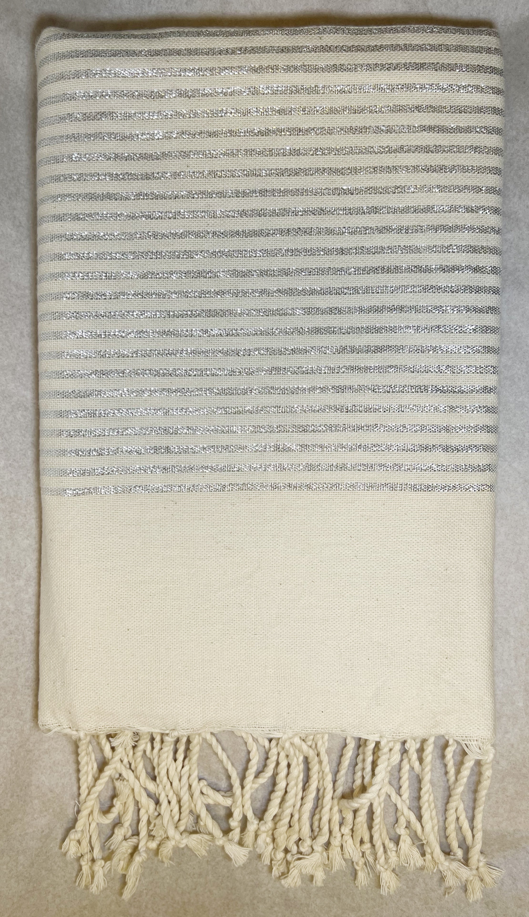 Telo Mare Fouta Lurex Panna/Argento