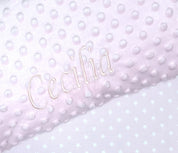 Coperta Rosa con tessuto Minky personalizzata - A.Bi.Ci. Lab