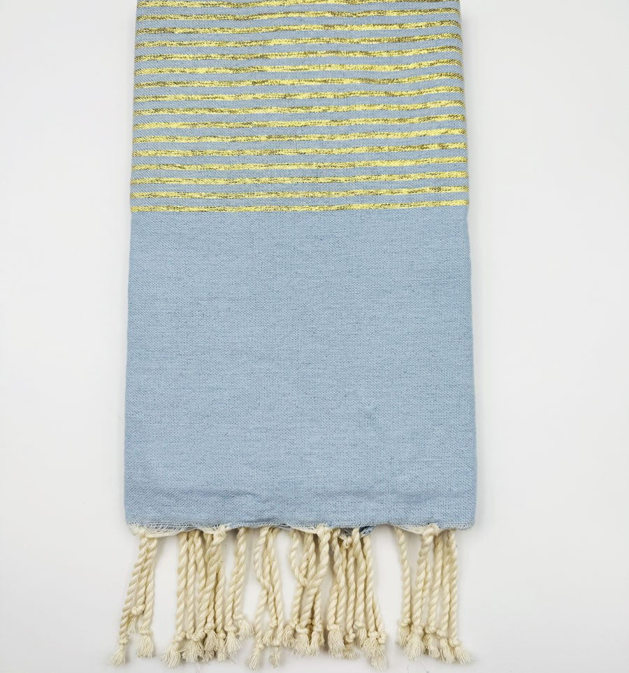 Telo Mare Fouta Lurex Azzurro/Oro