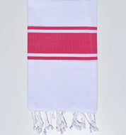 Telo Mare Fouta Classic Bianco e Fucsia