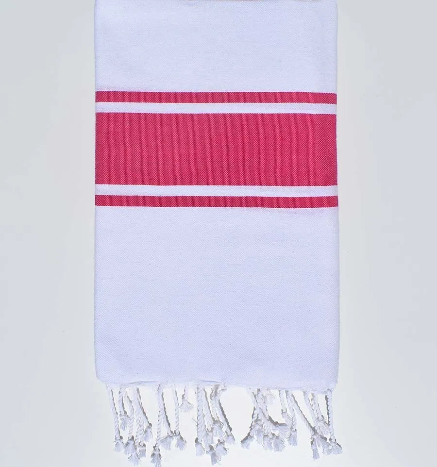 Telo Mare Fouta Classic Bianco e Fucsia