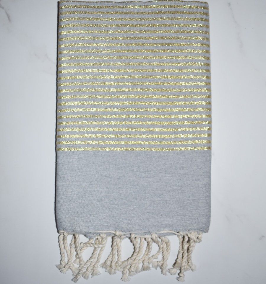 Telo Mare Fouta Lurex Grigio/Oro