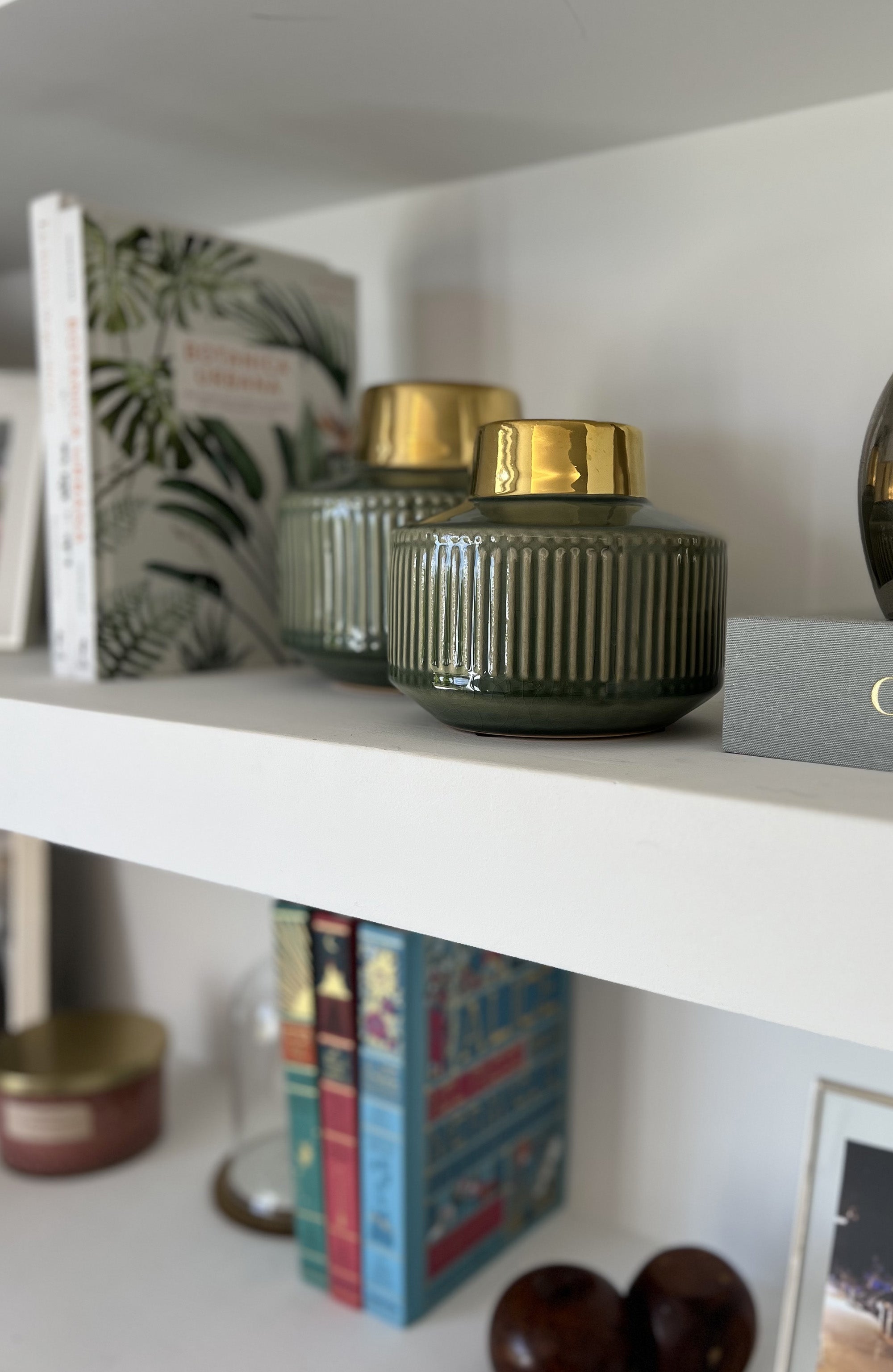 Vaso basso piccolo righe Verde e Oro - A.Bi.Ci. Lab